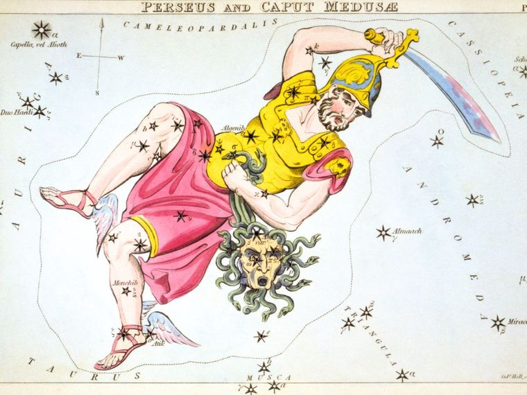 Perseus with Medusa's head, from Urania's Mirror, a set of constellation cards - London, 1825
