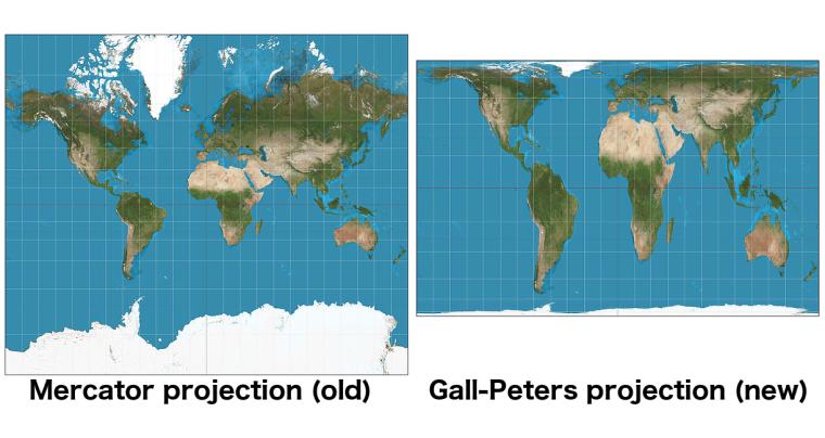 Mercator Projection and Gall-Peters Projection