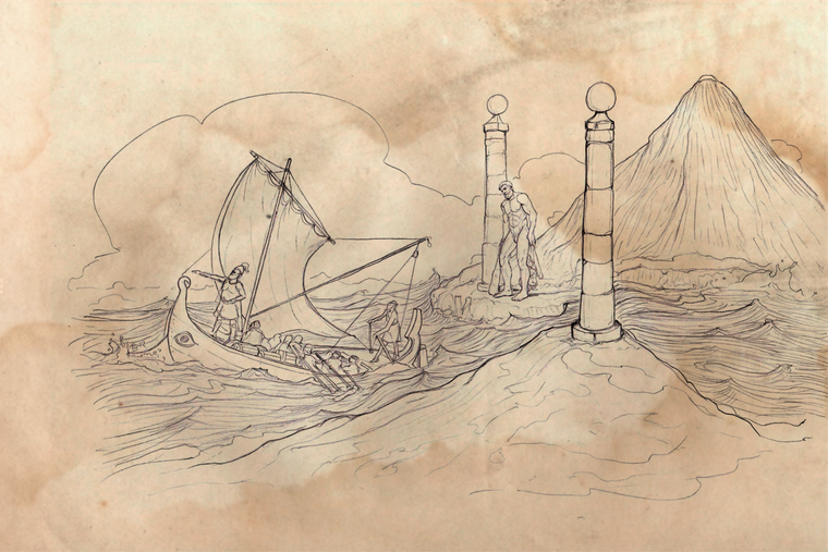 Pillars of Hercules, Dante's globe and the unknown. 