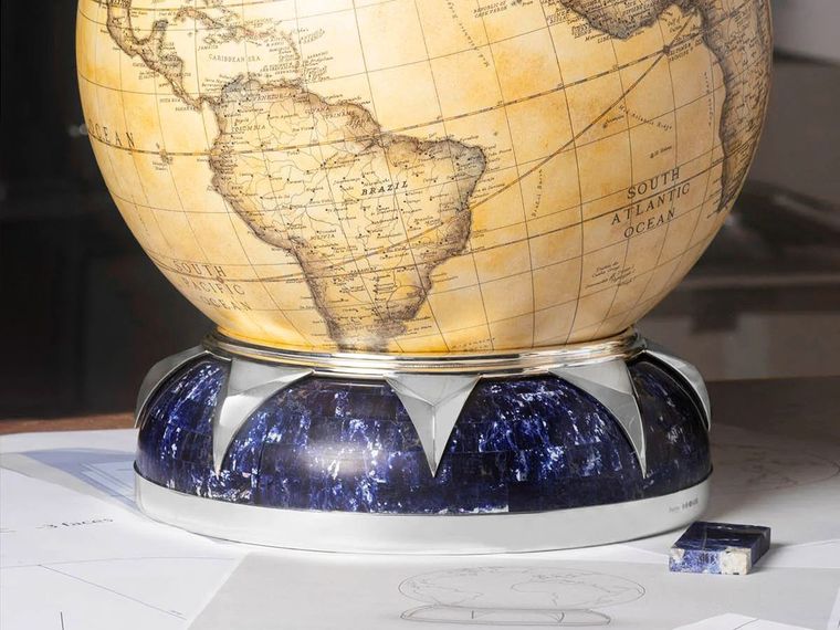 Ocean-inspired silver base made by the Asprey team