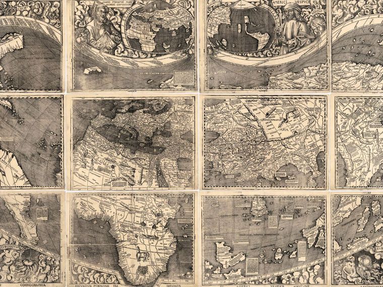 Centric detail of the Waldseemüller Map, Universalis Cosmographia, 1507