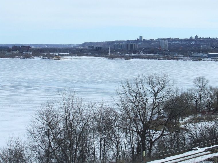 Ice sheets along the shores of Lake Ontario in winter