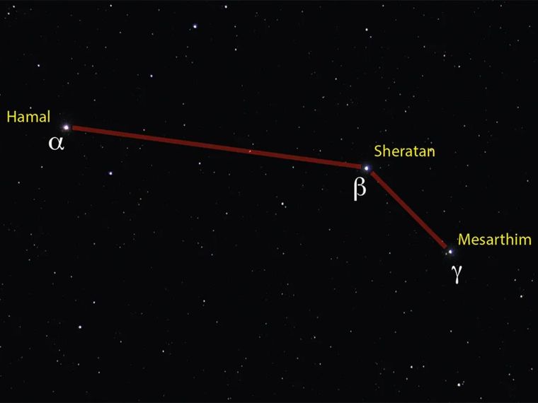 Hamal, Sheratan and Mesarthim - Aries' brightest stars
