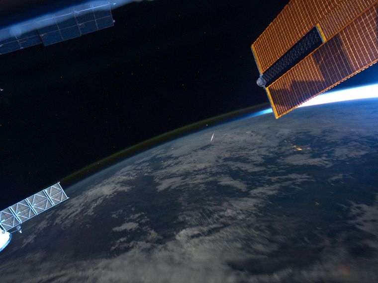 Observing meteor trails from the International Space Station