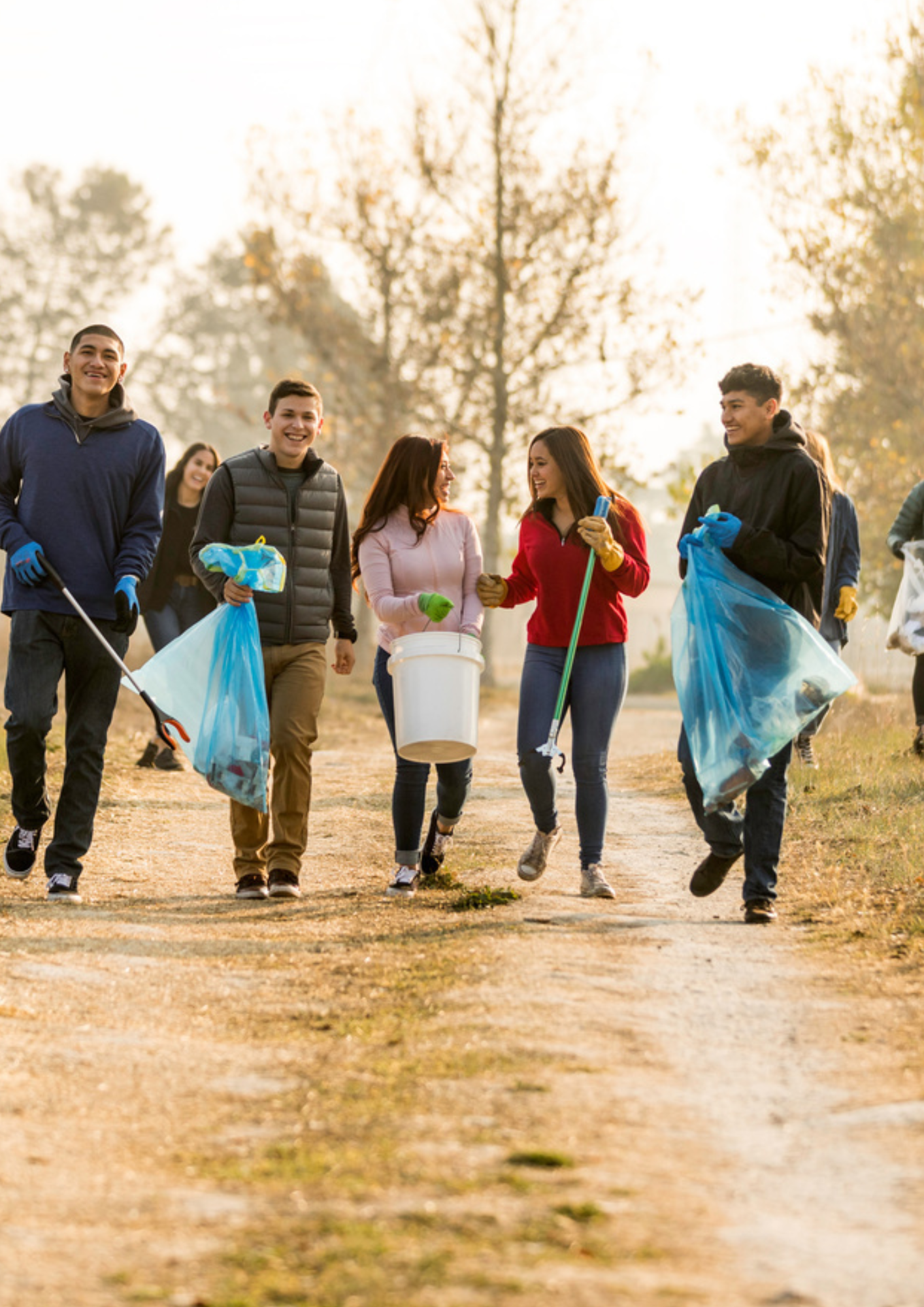 Group of volunteers collecting waste