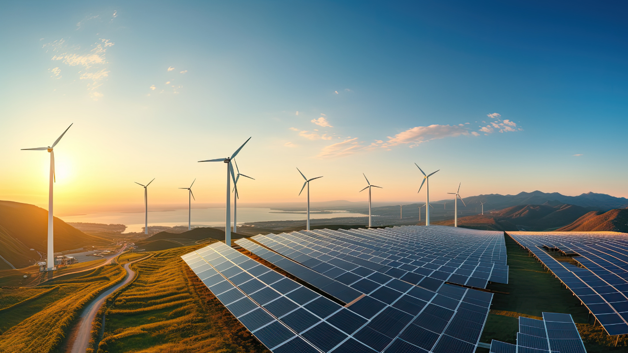Solar and wind farm representing Energy Exemplar’s renewable modelling focus.