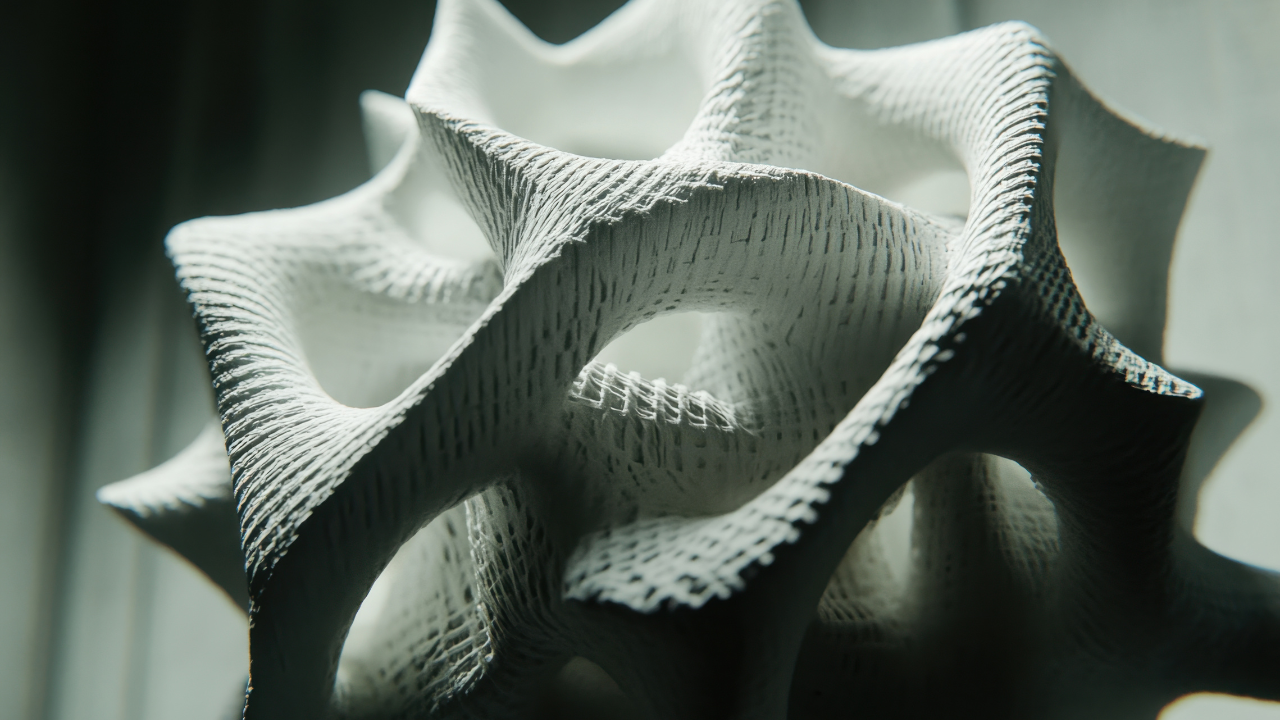 Gyroid 3D-printed structure in close-up.