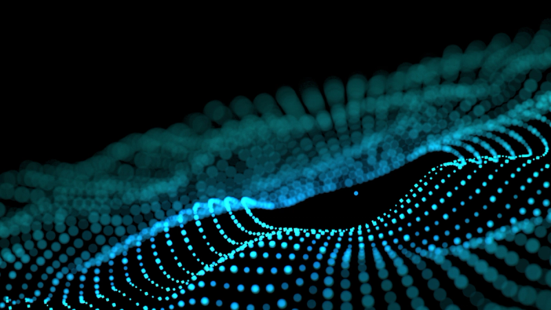 Abstract blue dotted wave pattern representing digital innovation.