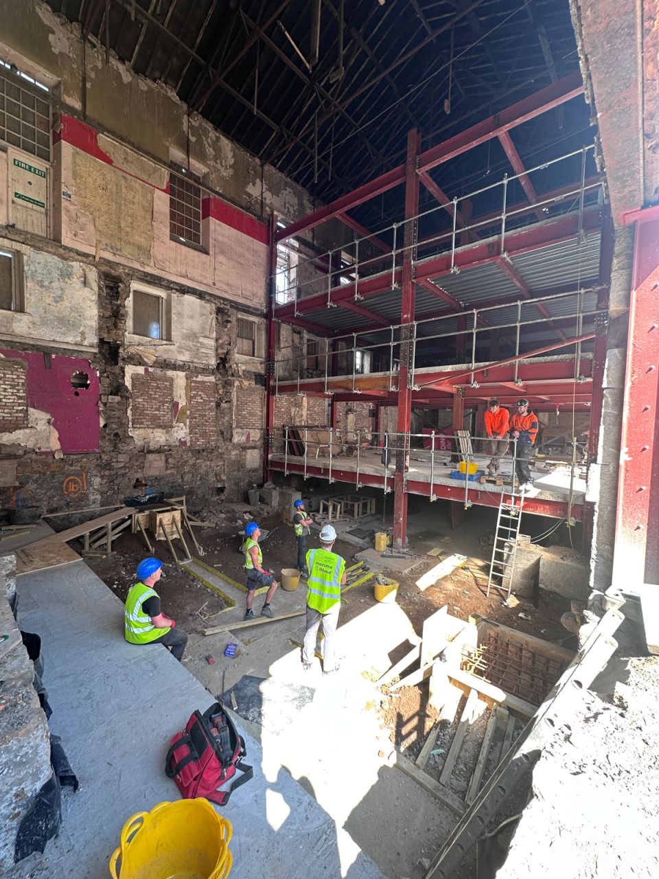 The team working on steelwork at Brock Street, Lancaster.
