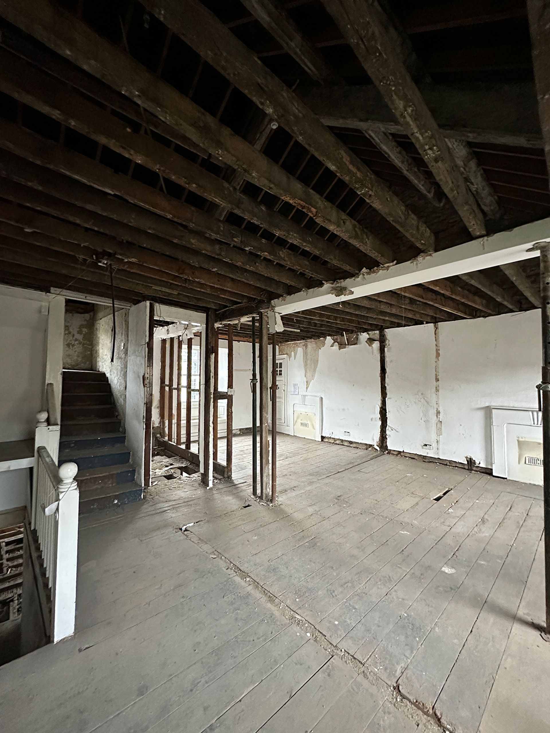 Original timber structure uncovered during the strip out.