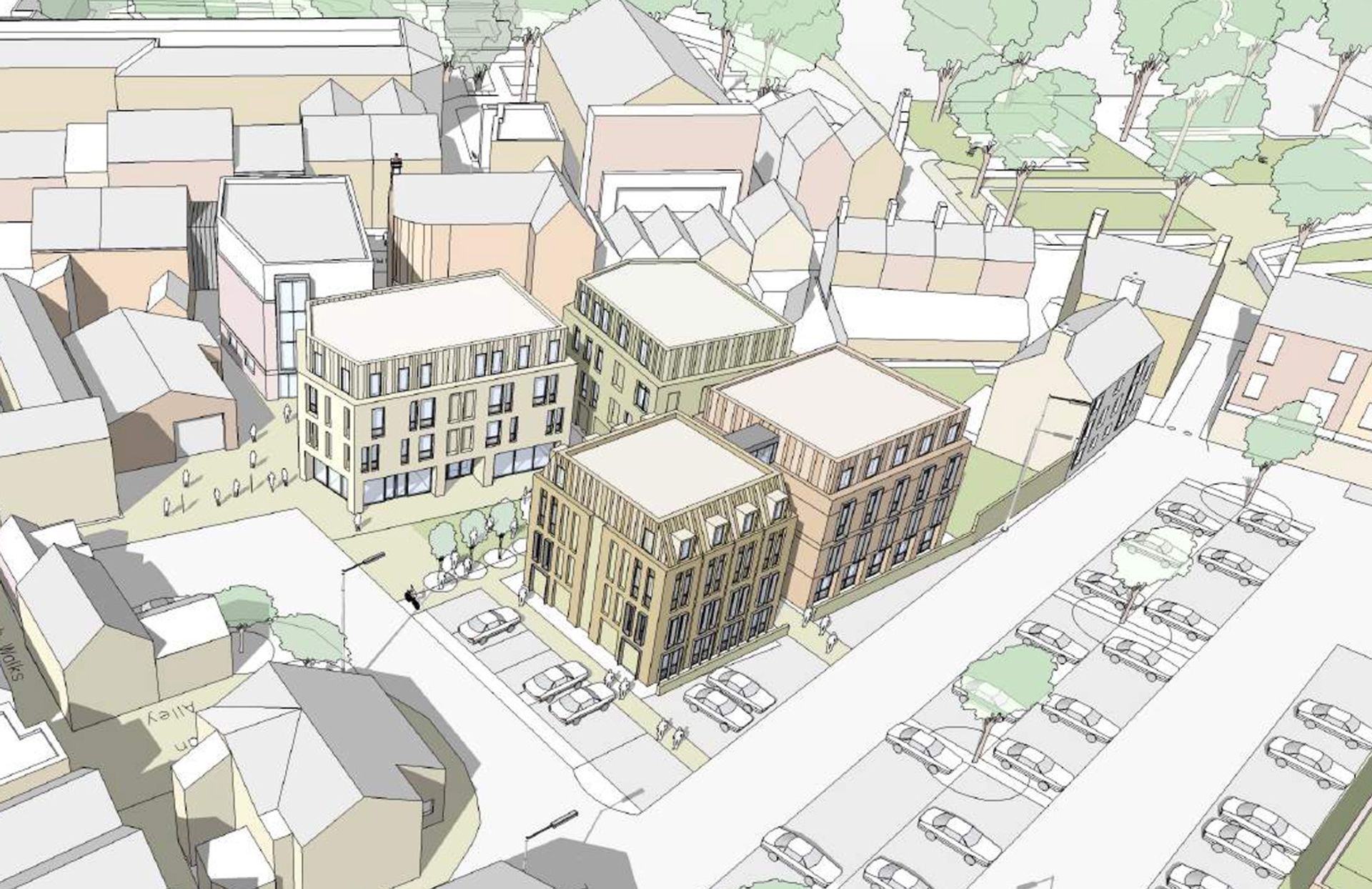 Architect's visual of the completed Church Street scheme from above.