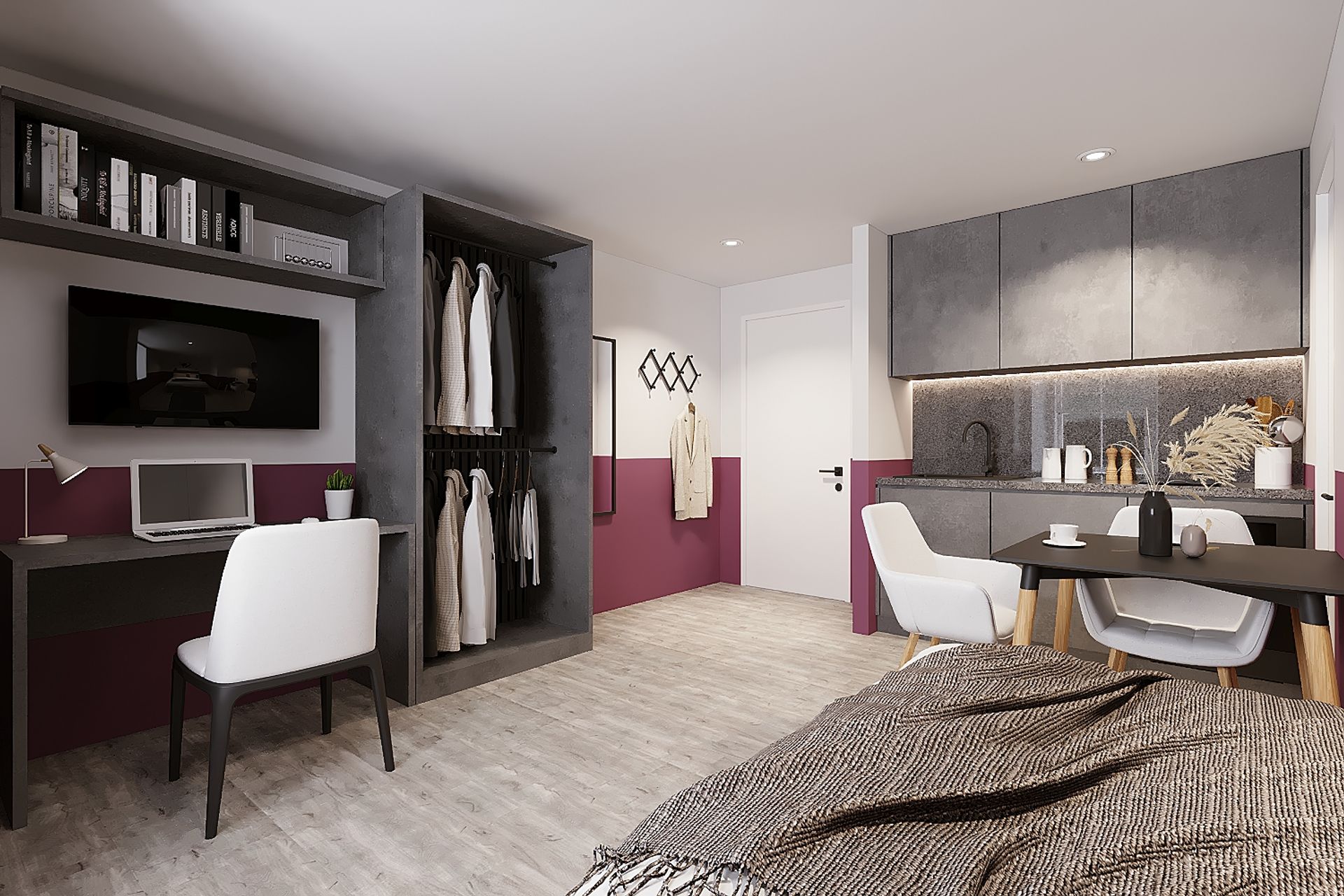 A completed residential unit inside the building.