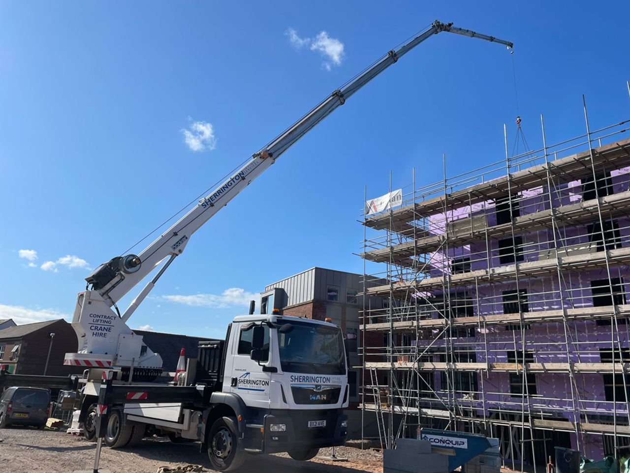 A crane at work on a new build in Lancashire.