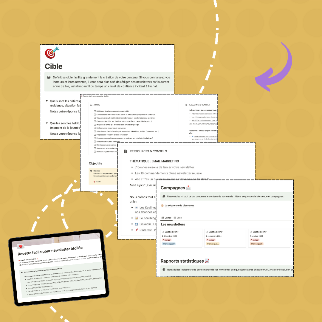 Contenu de l'espace Notion newsletters