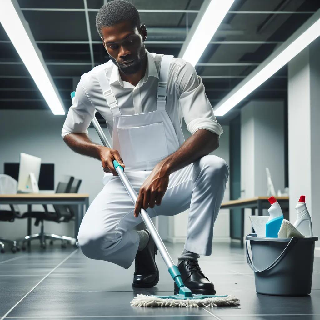 A professional cleaner from Babcock Cleaning Services at work