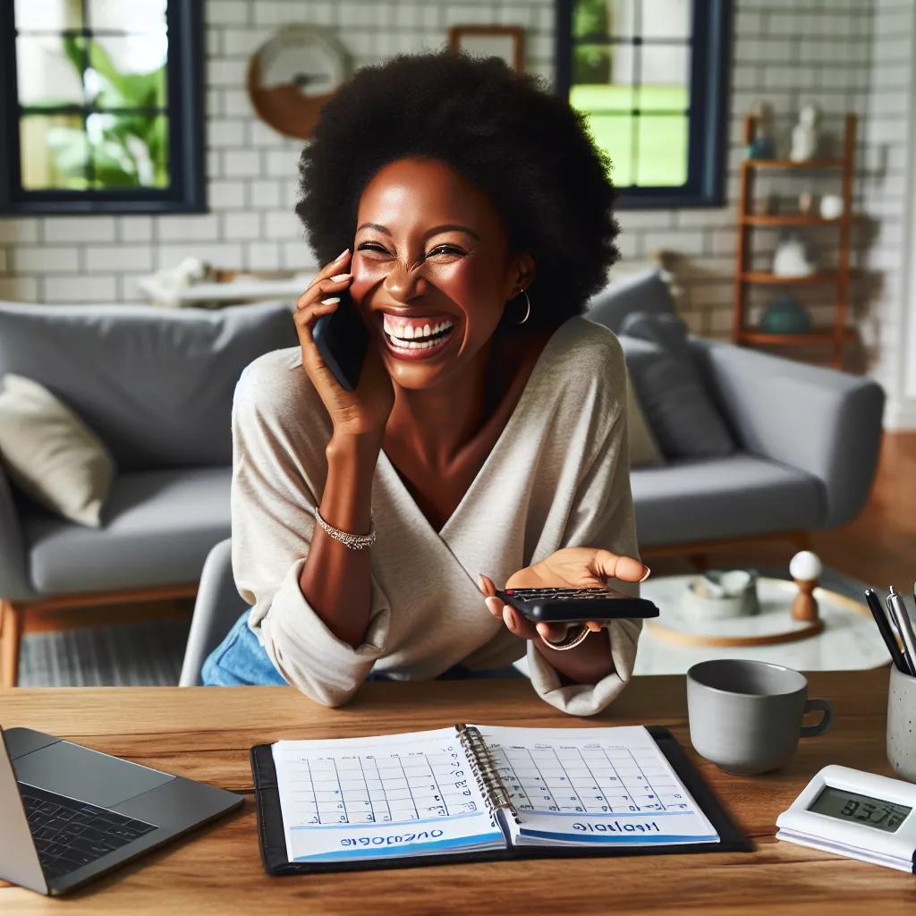 Satisfied customer on the phone scheduling a cleaning service