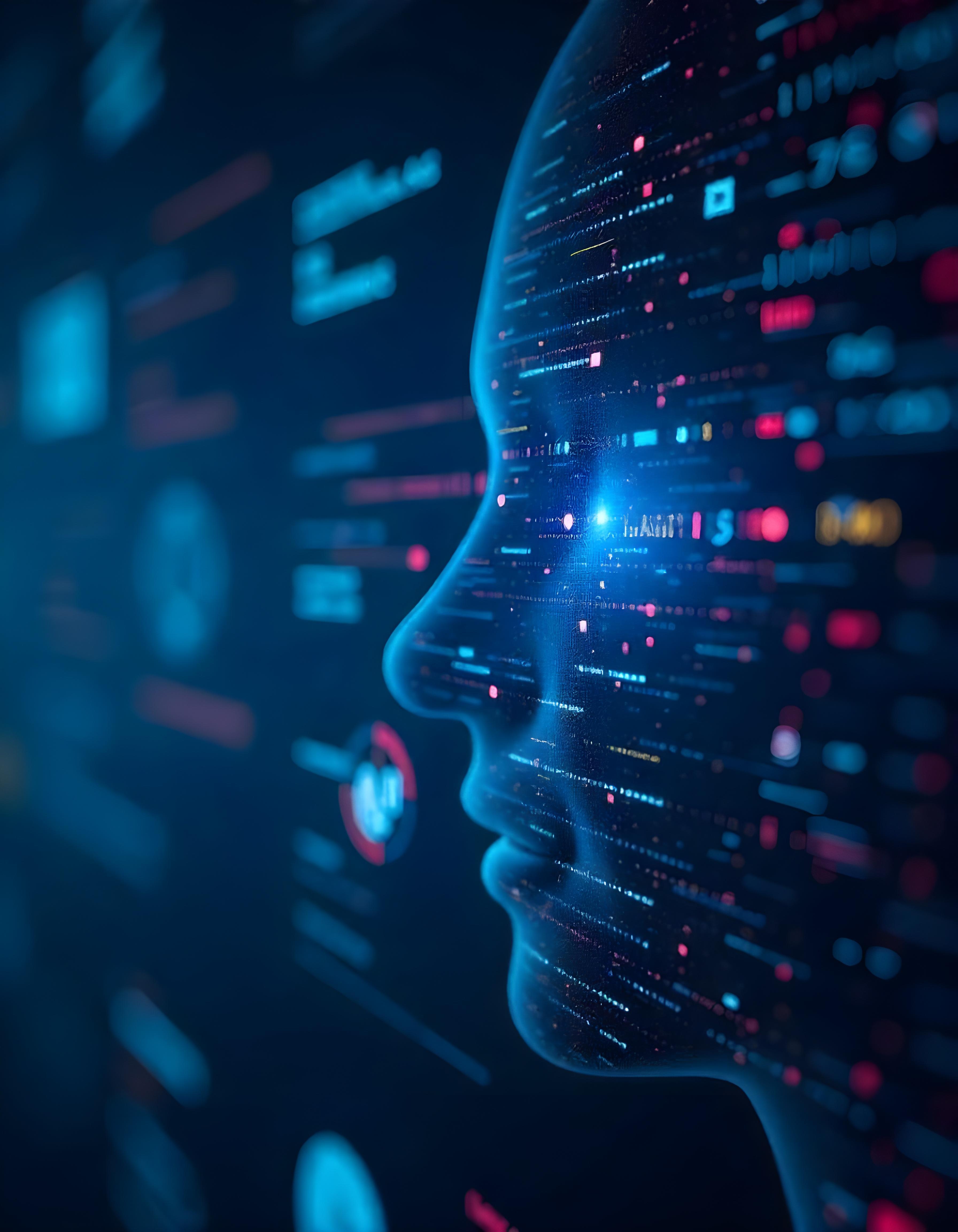 Cover image for the white paper "Telehealth Consultations: Assessment of Utilization and Clinical Patterns Using Natural Language Processing." An abstract digital profile is overlaid with data visualizations, representing AI, natural language processing, and telehealth analytics.