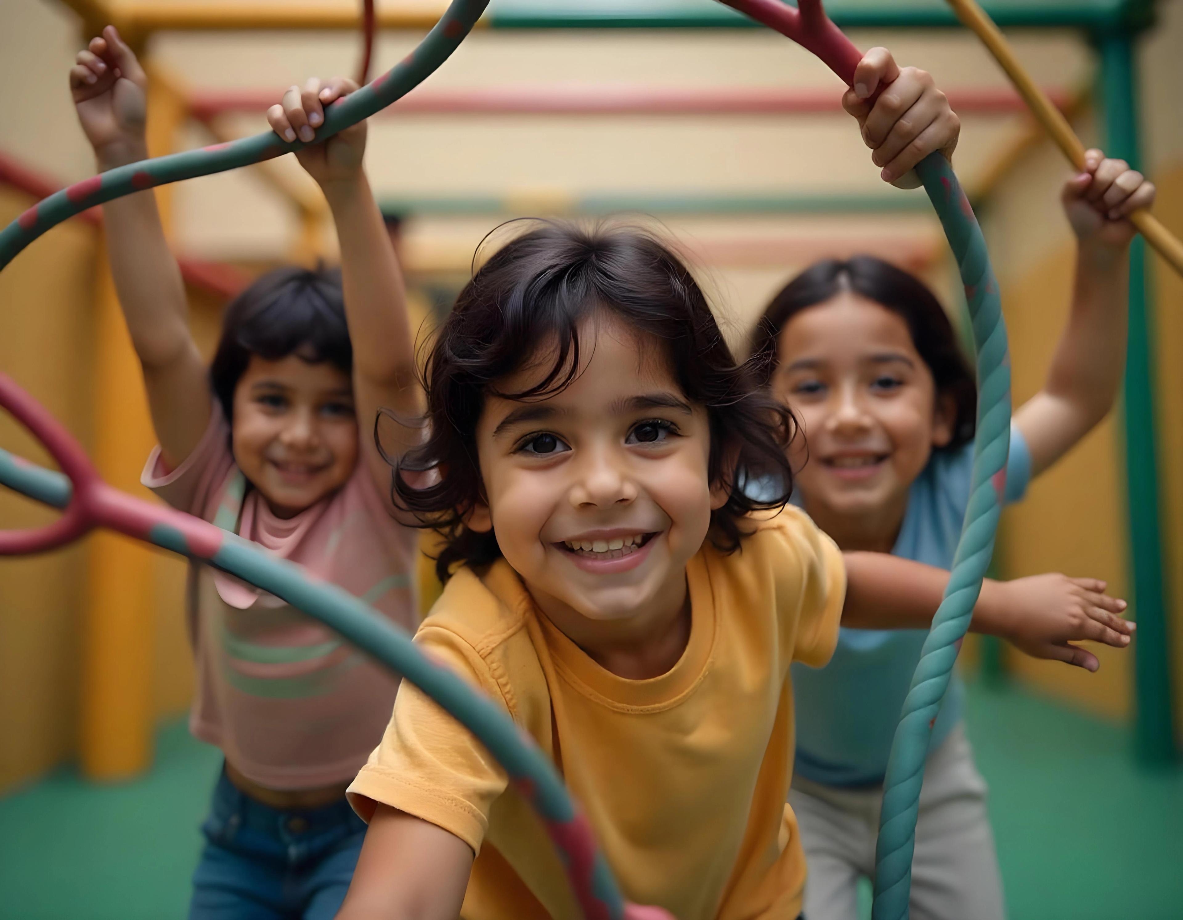 Cover image for the journal article "Tackling Childhood Obesity in Saudi Arabia: A National Study." Three children smile while playing on a playground, representing child health, active lifestyles, and obesity prevention.