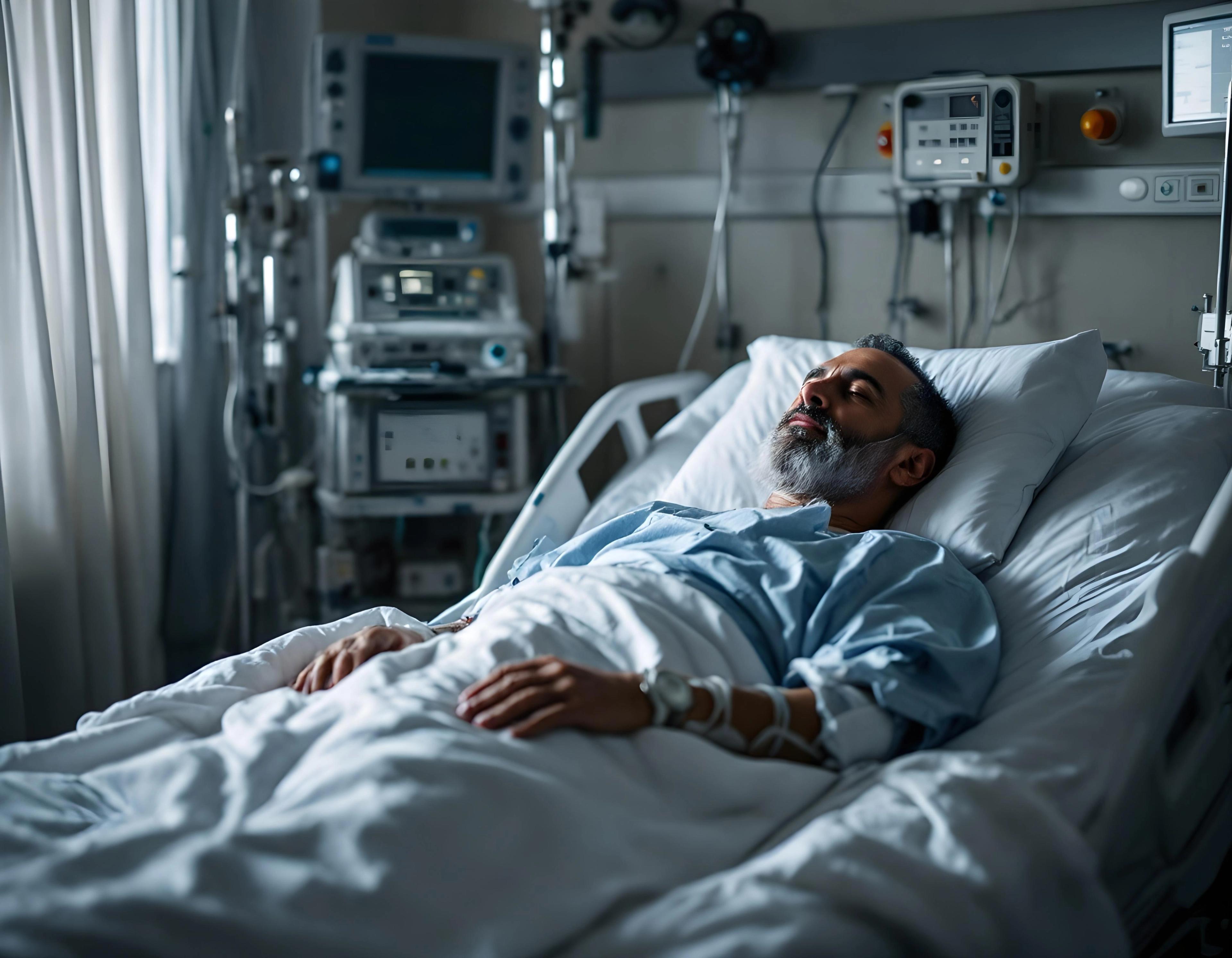 Cover image for the journal article "Using Machine Learning to Reduce Unnecessary Rehospitalization of Cardiovascular Patients in Saudi Arabia." A patient rests in a hospital bed with medical monitoring equipment nearby, representing cardiovascular care, hospital readmissions, and AI-supported risk prediction.