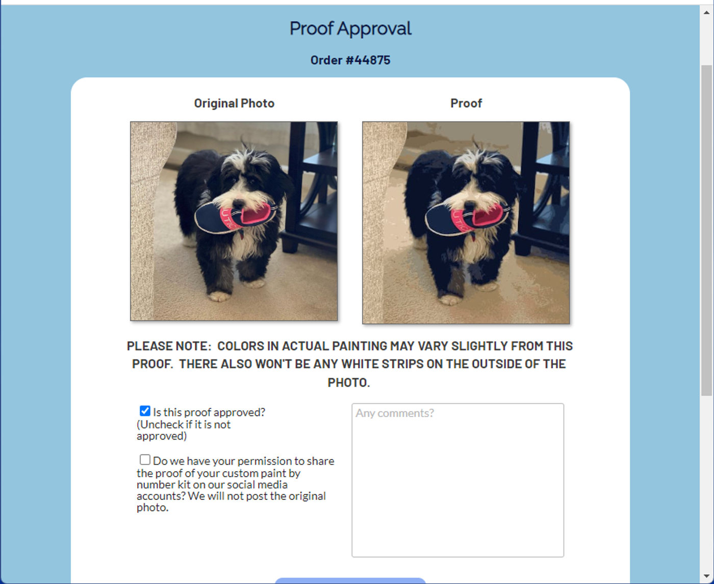 Just Paint by Number Proof Approval