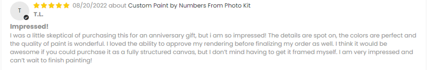 Just Paint by Number Customer Testimonial