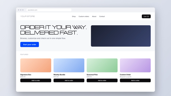 Generic e-commerce storefront with a single order flow