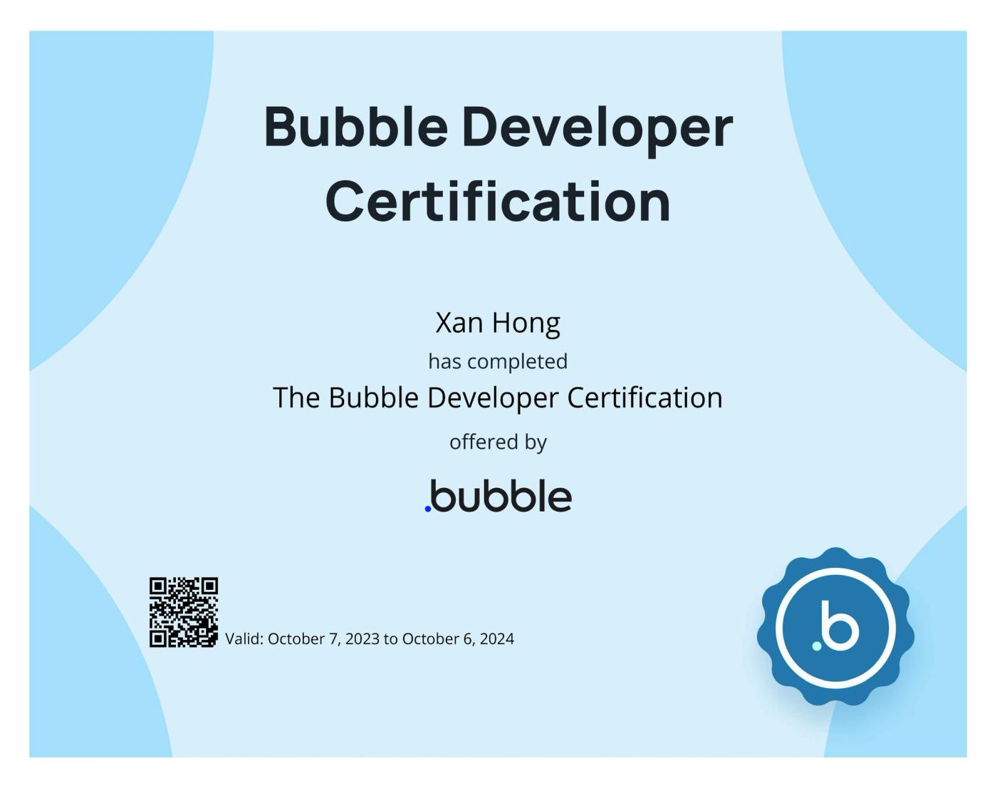 Certified Bubble Developer
