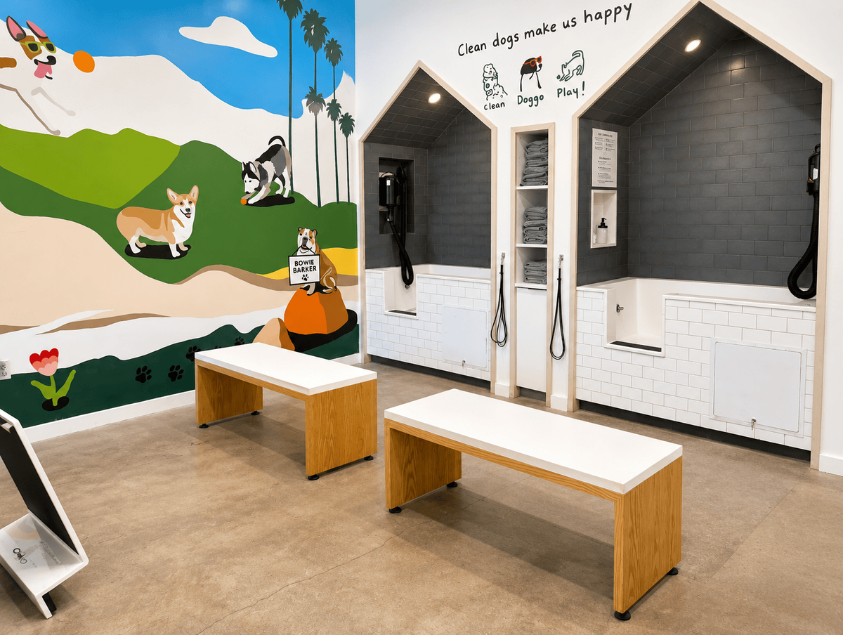 The self-serve wash stations at the Bowie Barker West Hollywood location are state-of-art and provide tons of space for you and your pup.