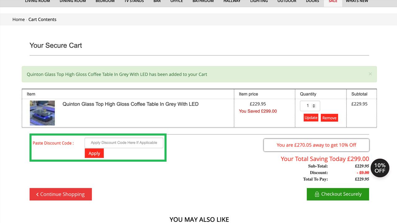 Where to enter your Furnitureinfashion discount code