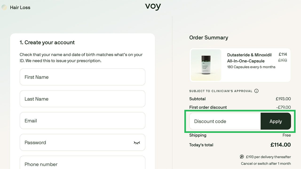 Where to enter your Voy discount code
