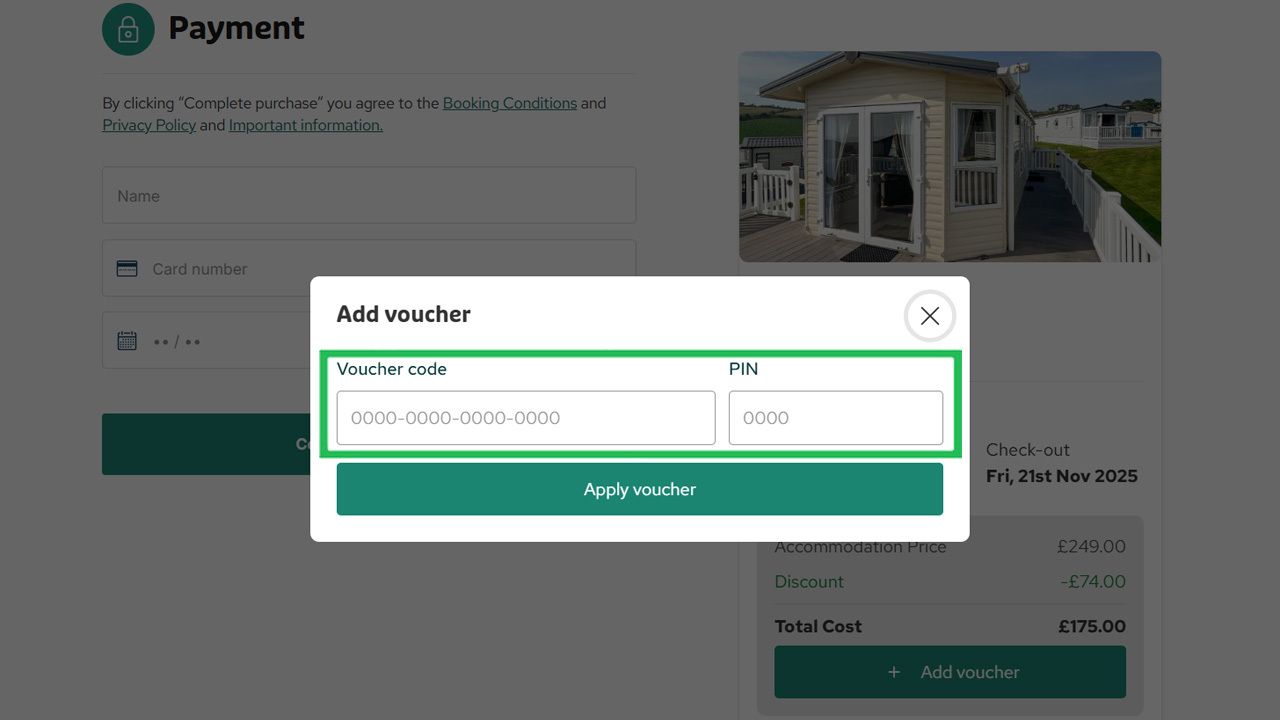 Where to enter your Hoseasons discount code