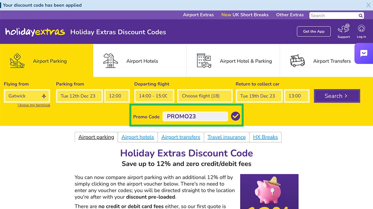 Where to enter your Holiday Extras discount code
