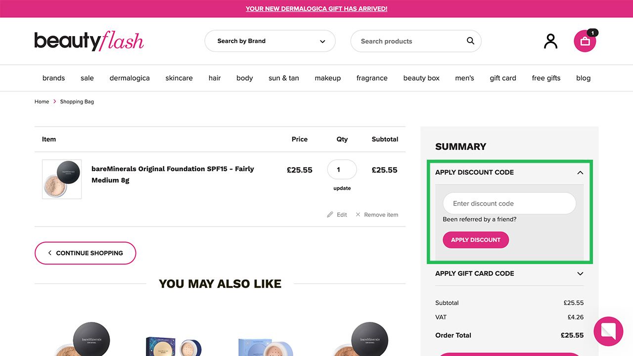 Where to enter your Beauty Flash discount code