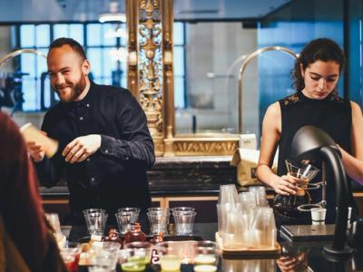 Two bartenders working