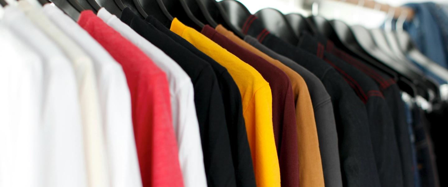 Clothes hanging up on a rail