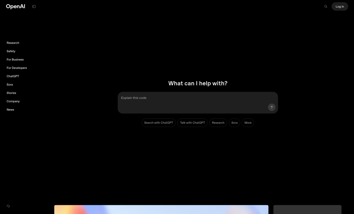 Screenshot of openai.com