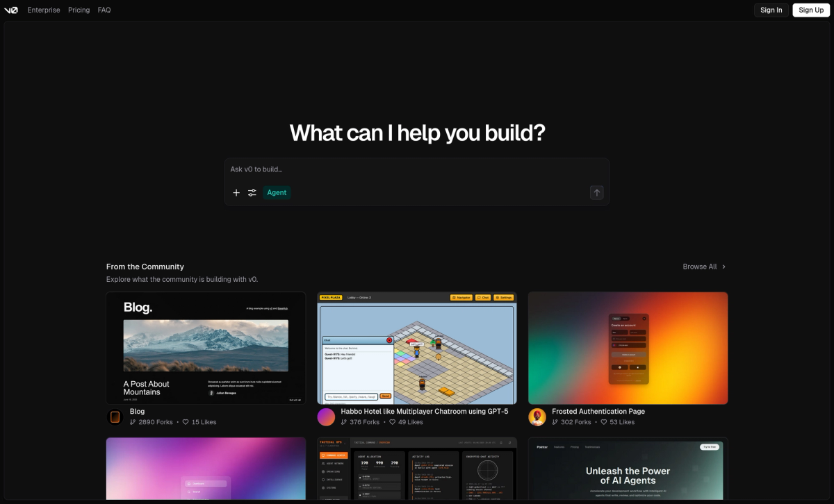Screenshot of v0.app