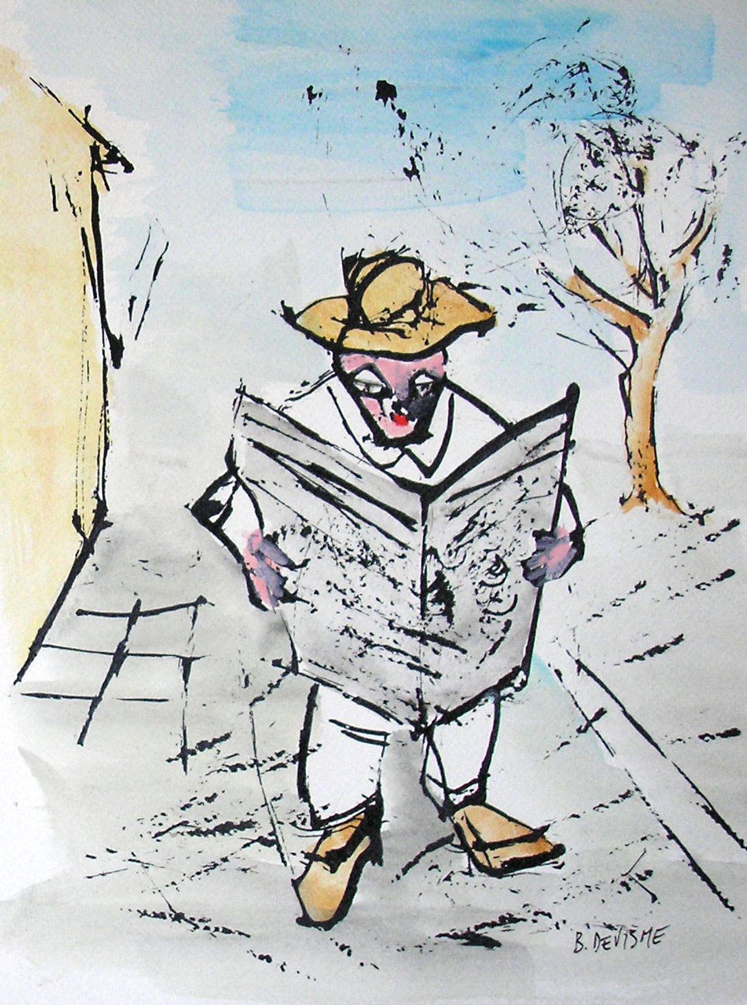 689 homme lisant son journal
