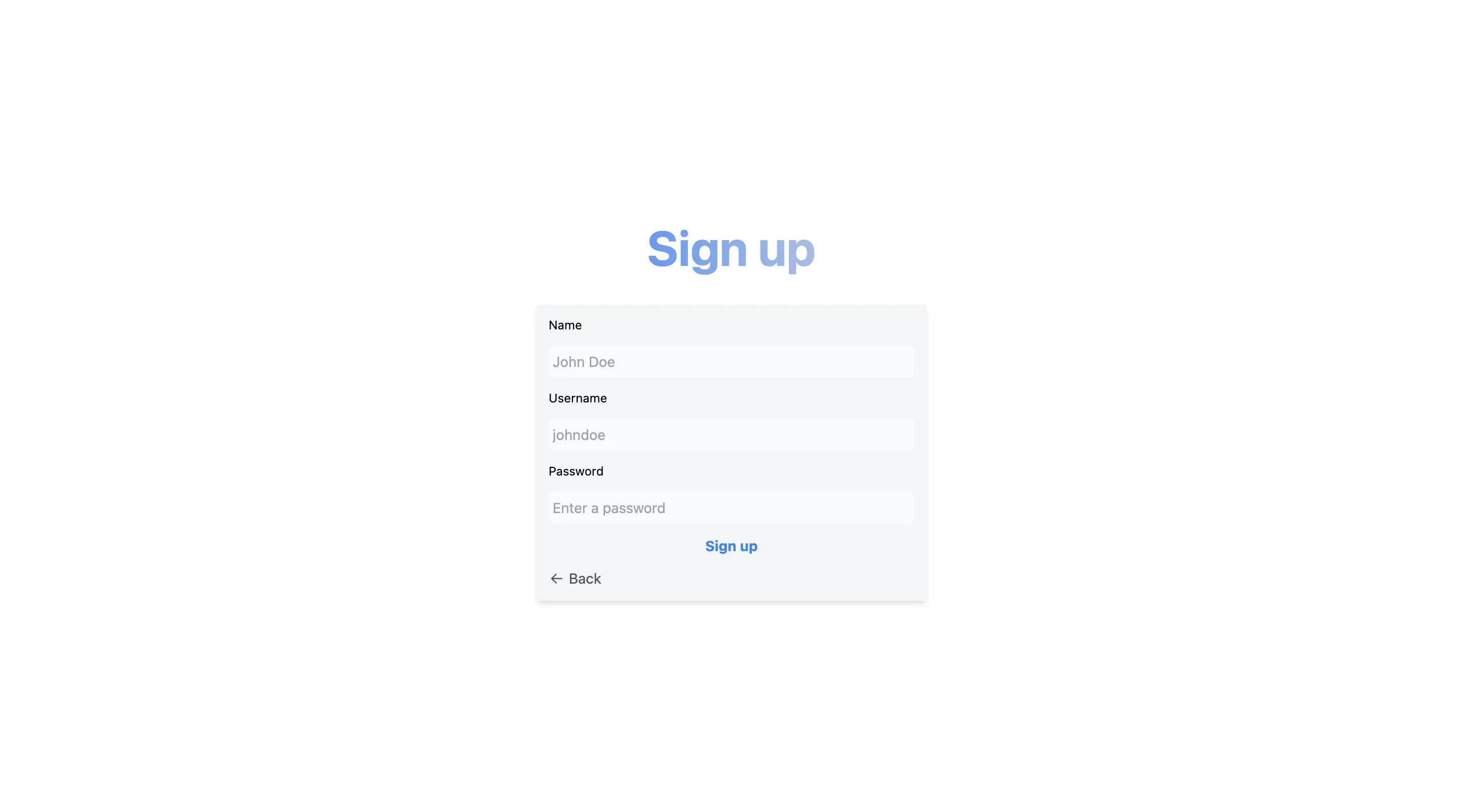 Sign up route 