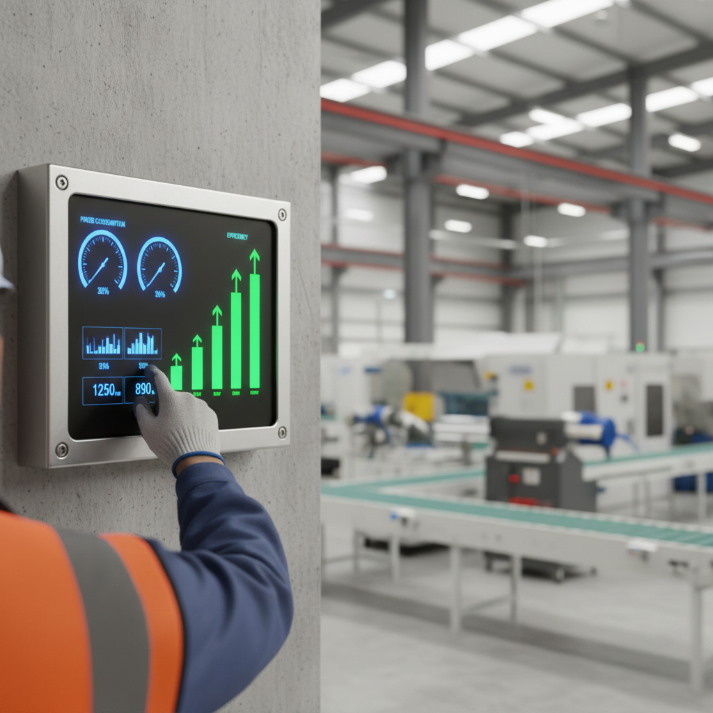 Industrial energy monitoring dashboard showing real-time electricity consumption