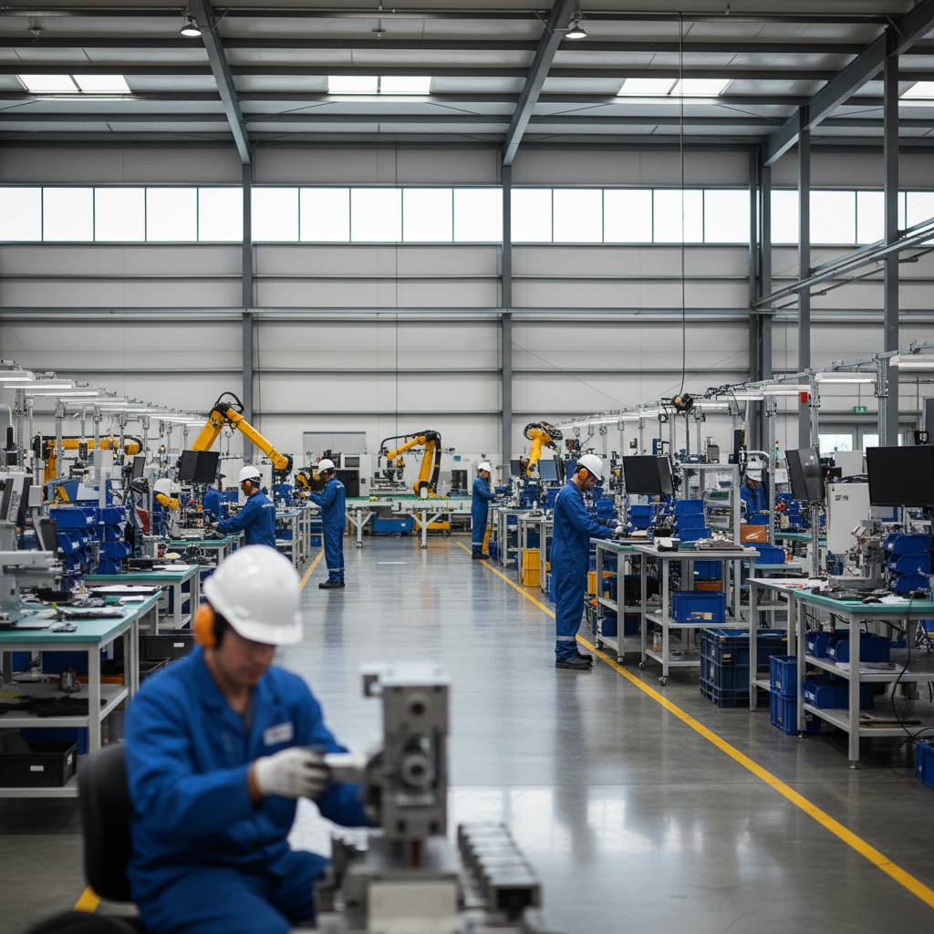 Aerial view of modern Canadian manufacturing facility with environmental features