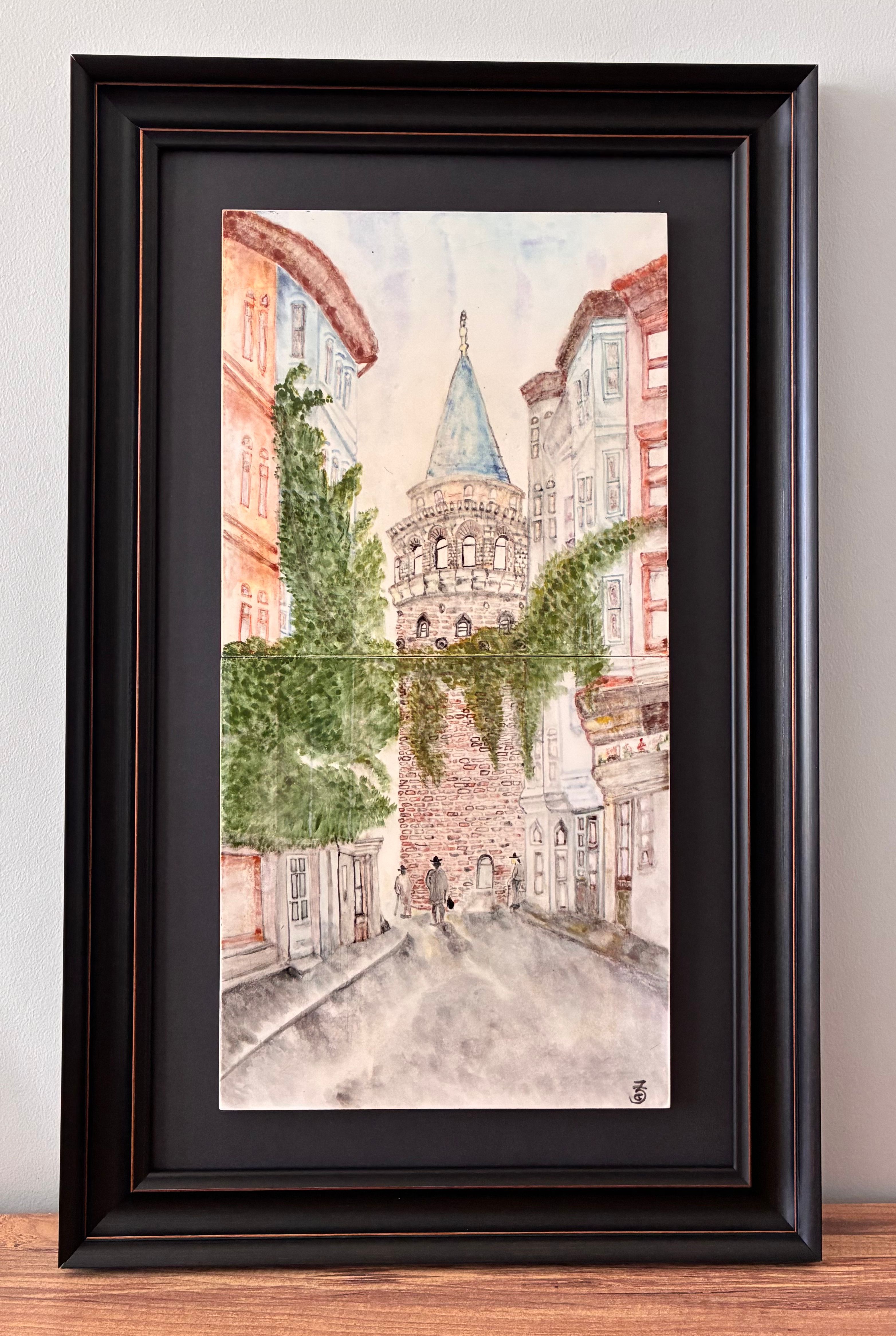 İstanbul Serisi : Galata Kulesi — Zerrin Cirit el yapımı çini eseri
