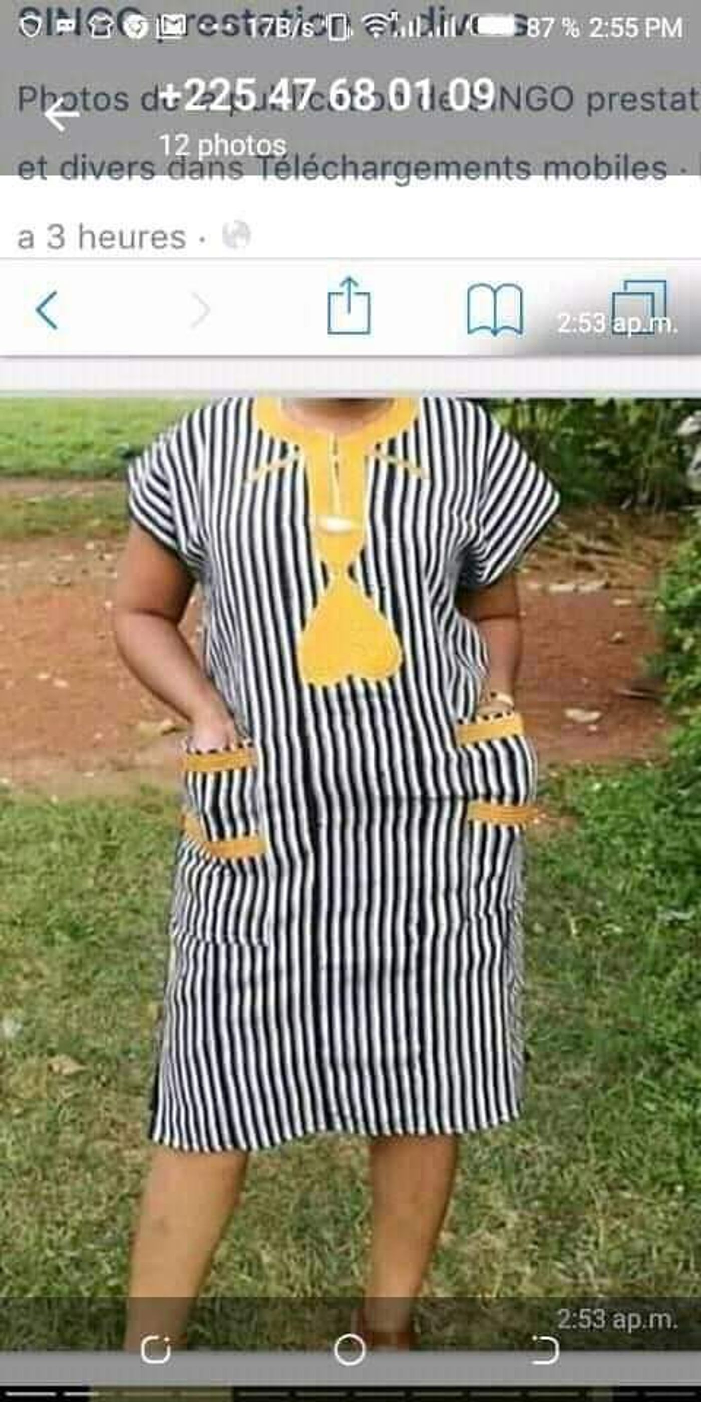 Robe à rayures noires et jaunes