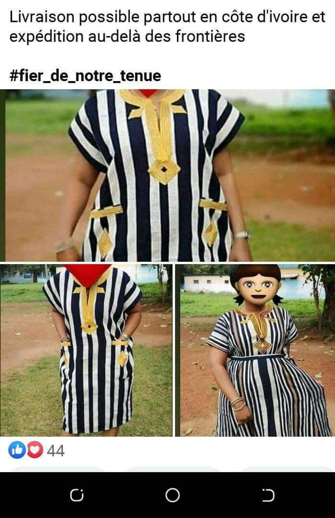 Robe à rayures noires et blanches avec accessoires dorés