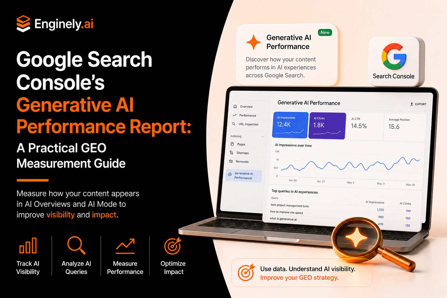 Google Search Console Generative AI Report: GEO Guide | Enginely