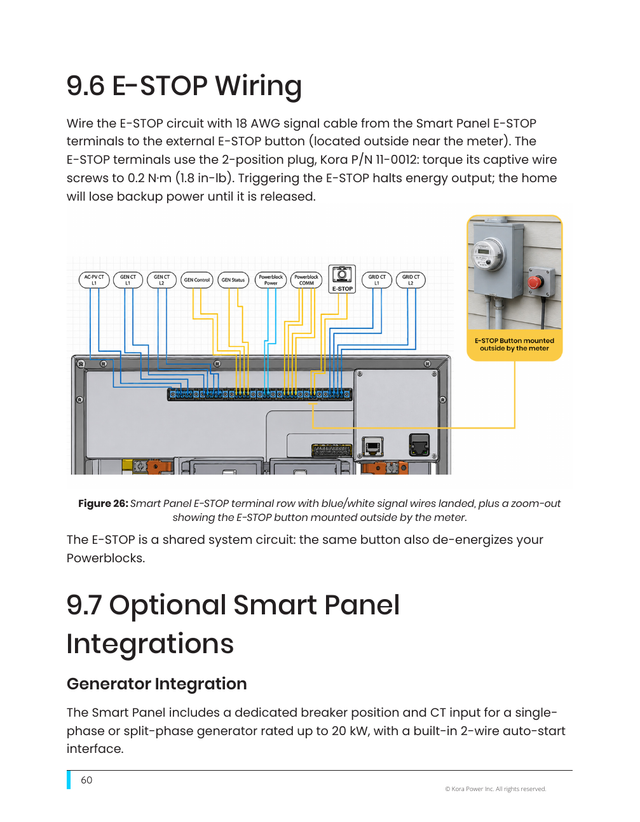 Kora installation manual page 60: 9.6 Emergency Stop (Fig. 26)