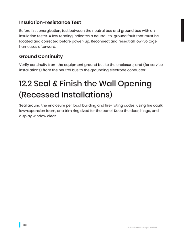 Kora installation manual page 88: 12.2 Seal and Finish (Recessed)