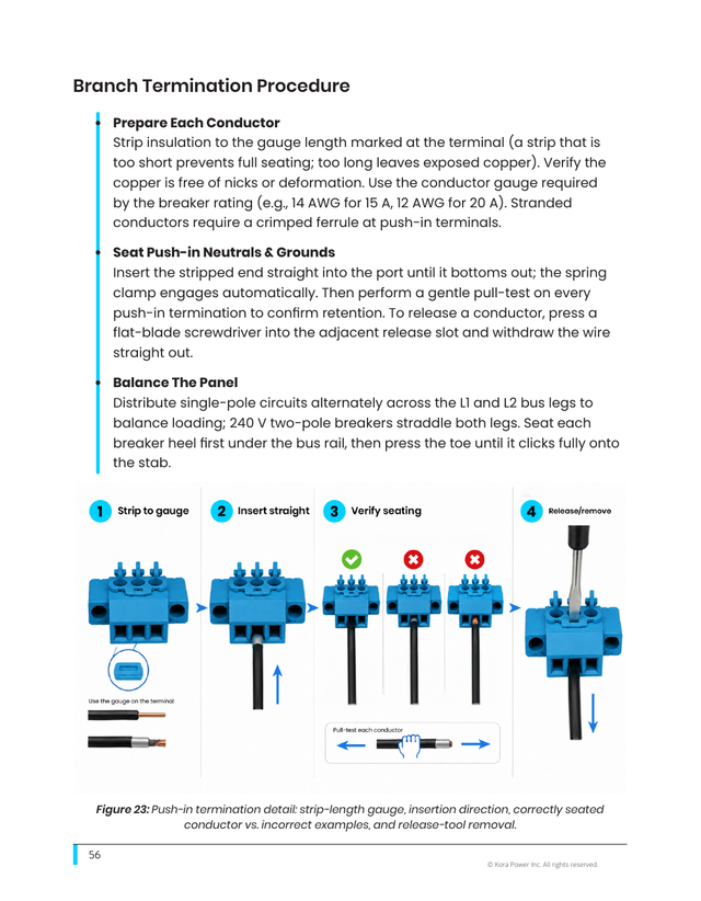 Kora installation manual page 56: 9.3 Neutrals, Grounds and Load Balance