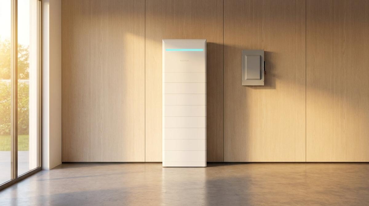 Home battery installed in a residential garage with proper wall clearance and ventilation.