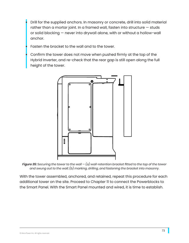 Kora installation manual page 73: 10.2 Wall Bracket (Fig. 35)